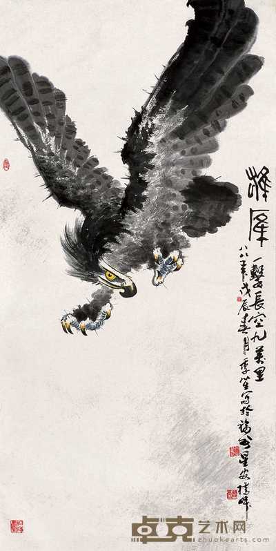 高季笙 雄鹰奋翮 立轴 138×68cm